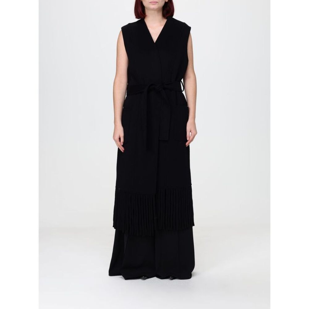 Simona Corsellini Women Simona Corsellini Long Fringed Wool Blend Vest With Belt